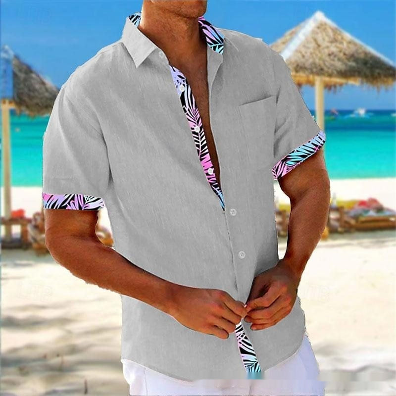 Men's Beach Striped 3d Sleeve Casual Loose Shirt
