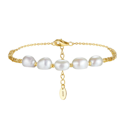 S925 Sterling Silver Bracelet Natural Freshwater Pearl