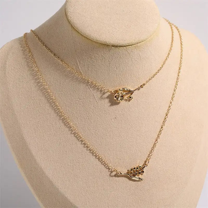 Birthday Flower Necklace Personalized High Quality Stainless Steel 18K Gold Plated Ladies Daily 3D Jewelry Birthday Gift For Her