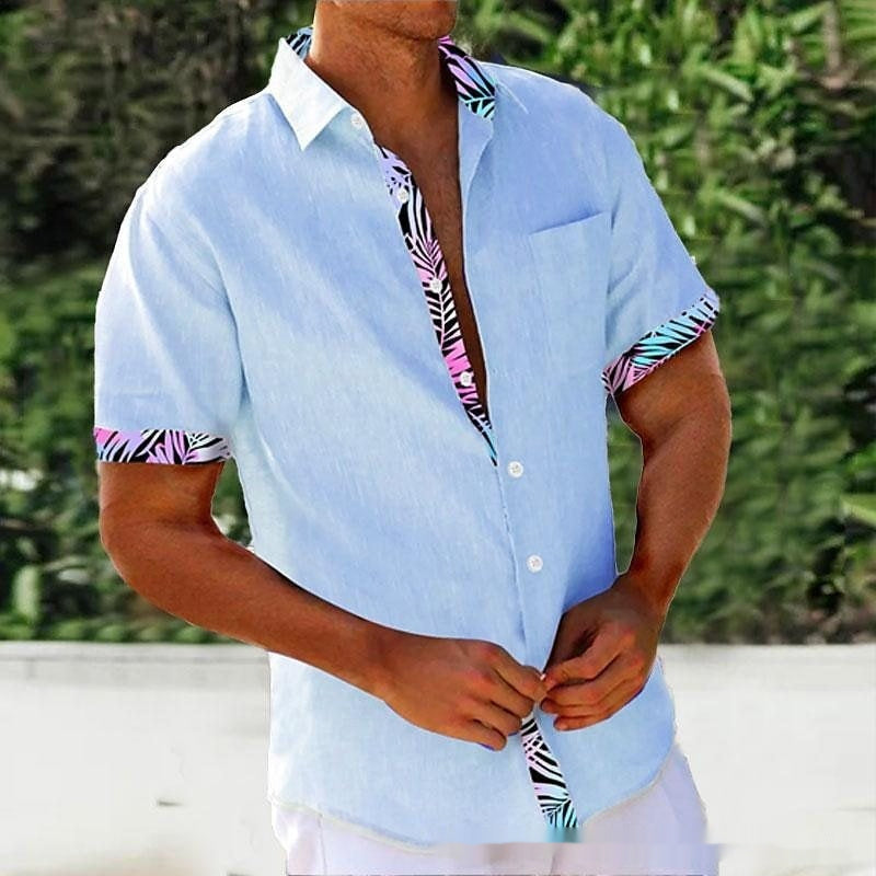 Men's Beach Striped 3d Sleeve Casual Loose Shirt
