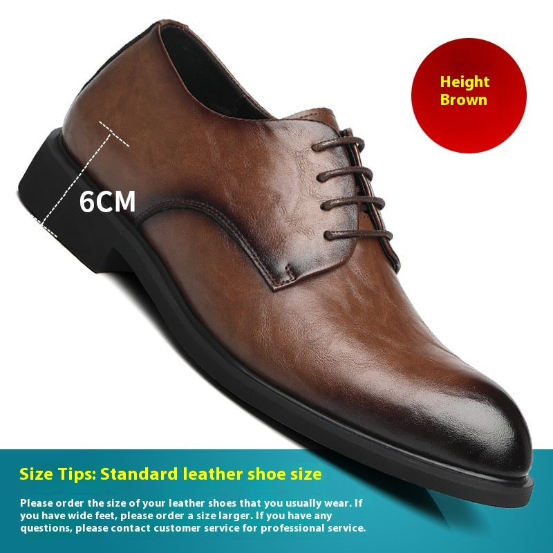 Hong Kong Style Retro Scratch Pattern Formal Business Leather Shoes