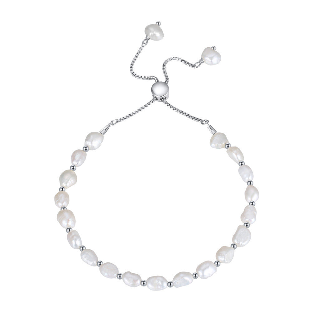 S925 Sterling Silver Bracelet Natural Freshwater Pearl