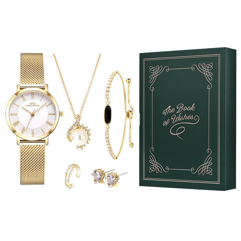 Five Ladies Set Watches Jewelry Bracelets Necklaces