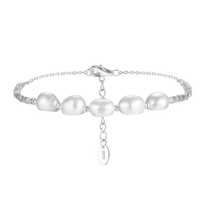 S925 Sterling Silver Bracelet Natural Freshwater Pearl