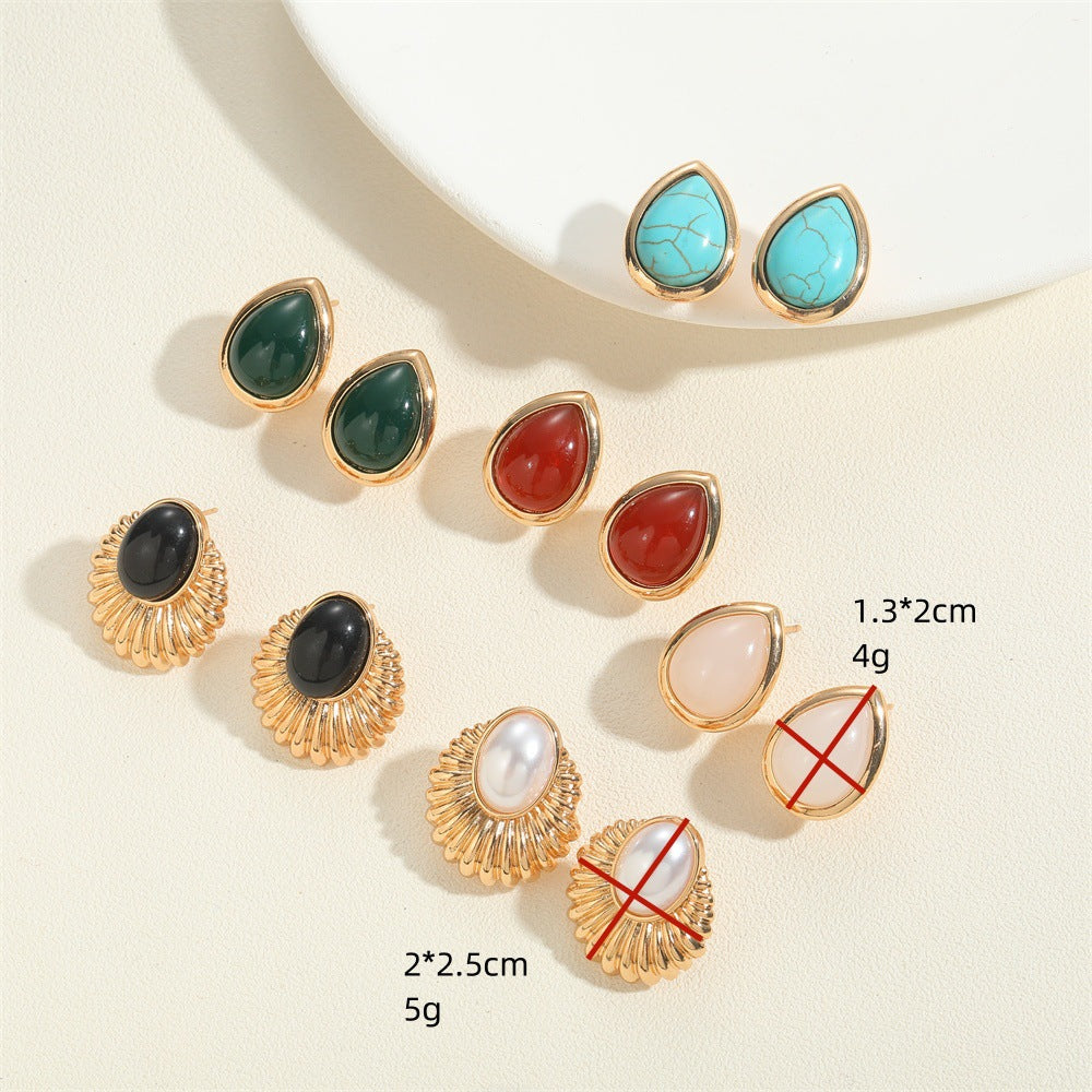 Cool Style Personality Drop Shape Turquoise Earrings Refined And Simple