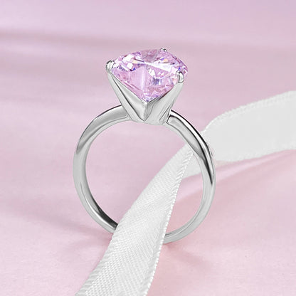 Simple Elegant S925 Silver 4 Karat Heart-shaped Ring