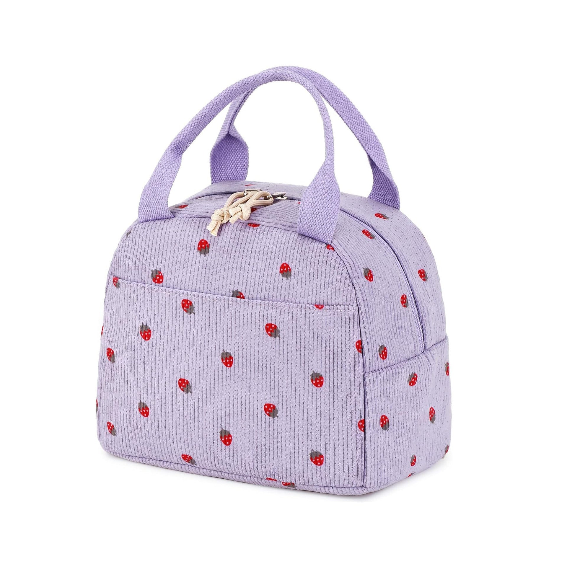 Corduroy Strawberry Large Capacity Lunch Bag