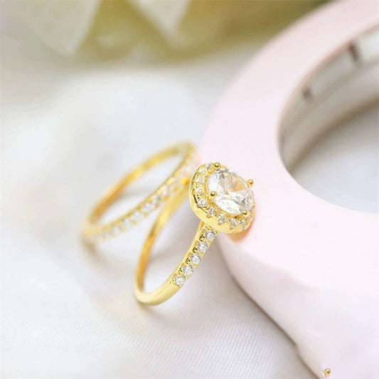 925 Inlaid 7mm Round Zircon Set Simulation Diamond Ring