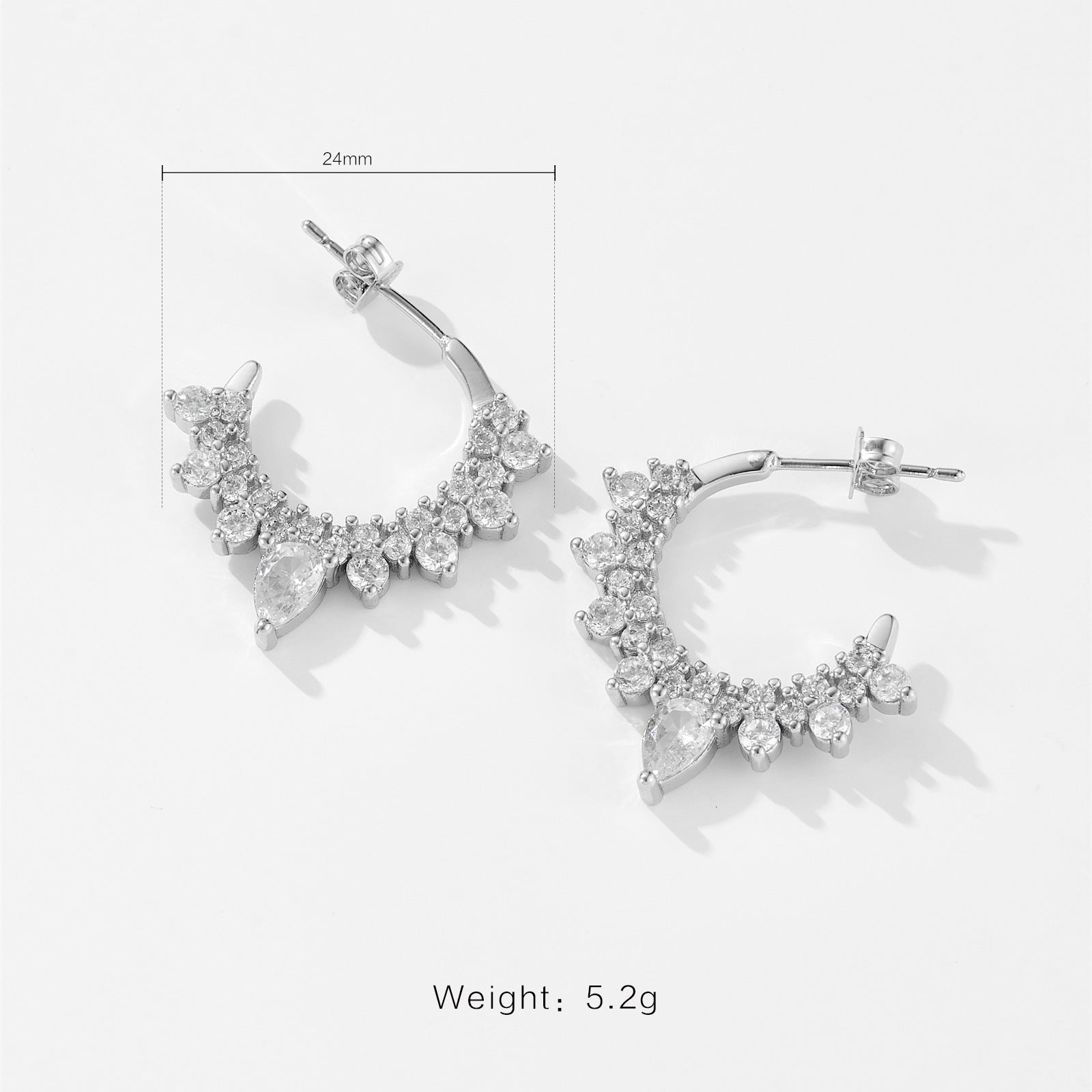 Fashion High Sense Irregular Design Earrings C- Ring Zircon