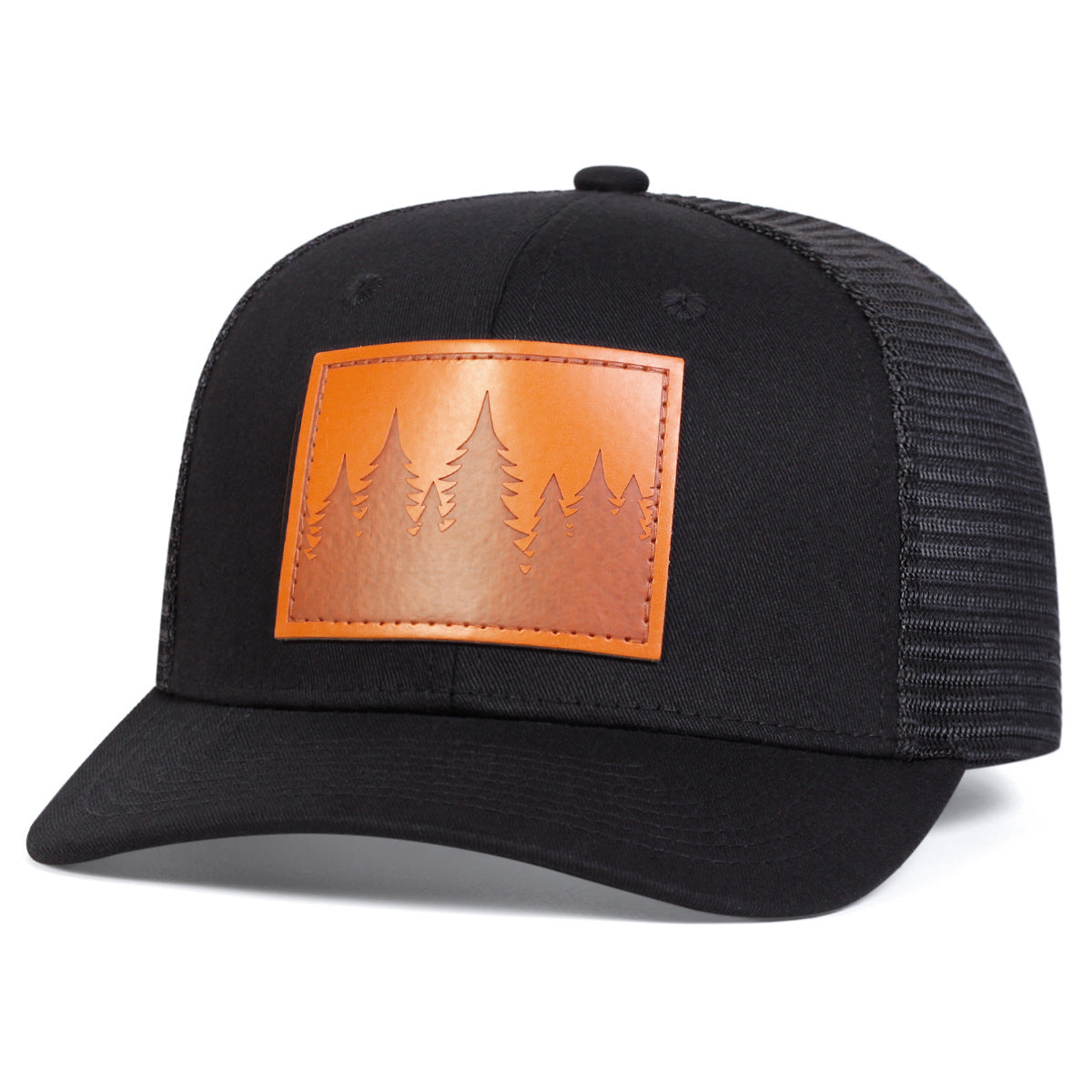 Men's Leather Baseball Cap With Slight Bending