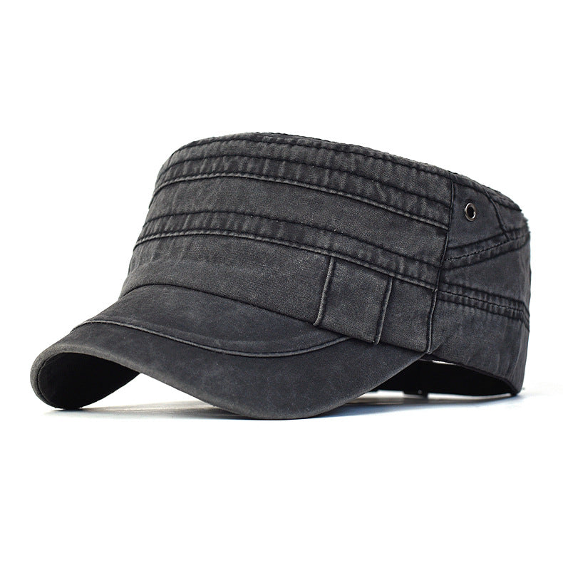 Men's Outdoor Sunshade Pure Color Washed Cotton Flat-top Cap