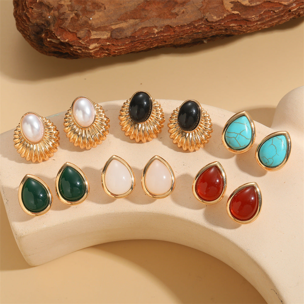 Cool Style Personality Drop Shape Turquoise Earrings Refined And Simple