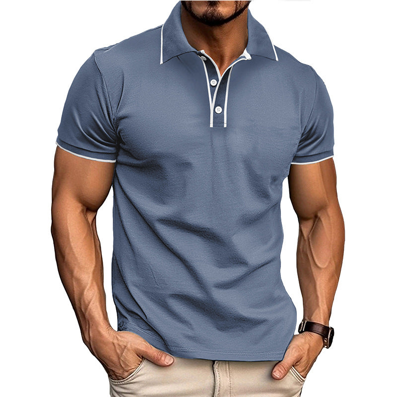 European And American Style Men's Clothing Short Sleeve Lapel Jacquard