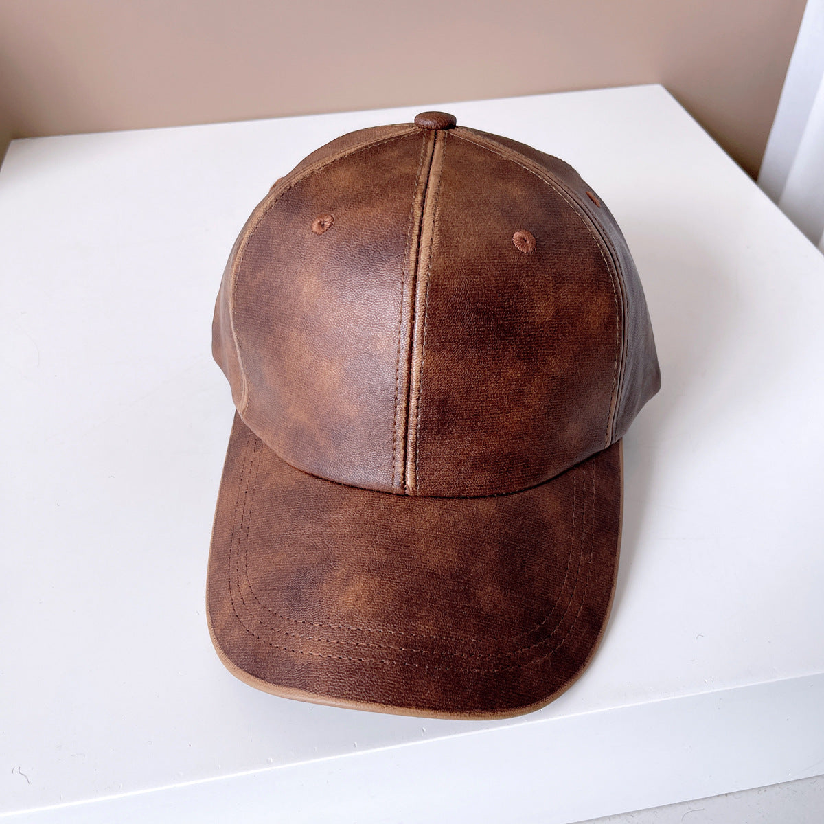 Washed Old Patent Leather Baseball Hat