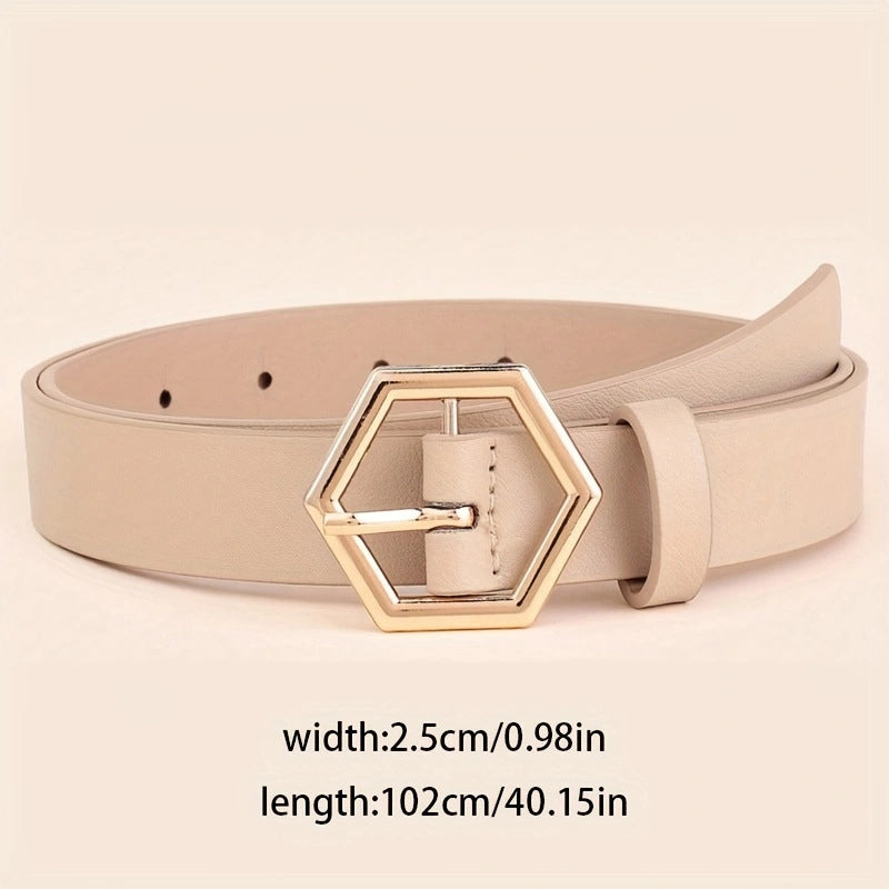 Women's Hexangular Star Irregular Gold Buckle PU Belt