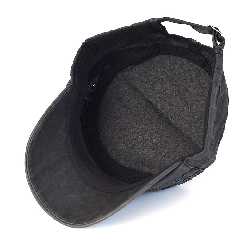 Men's Outdoor Sunshade Pure Color Washed Cotton Flat-top Cap