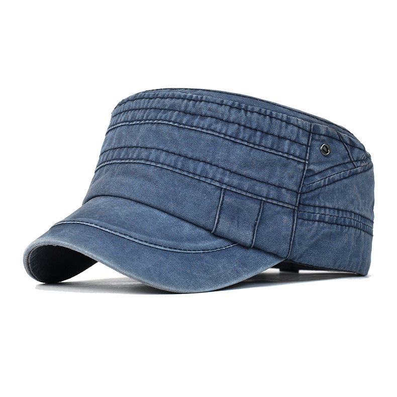 Men's Outdoor Sunshade Pure Color Washed Cotton Flat-top Cap