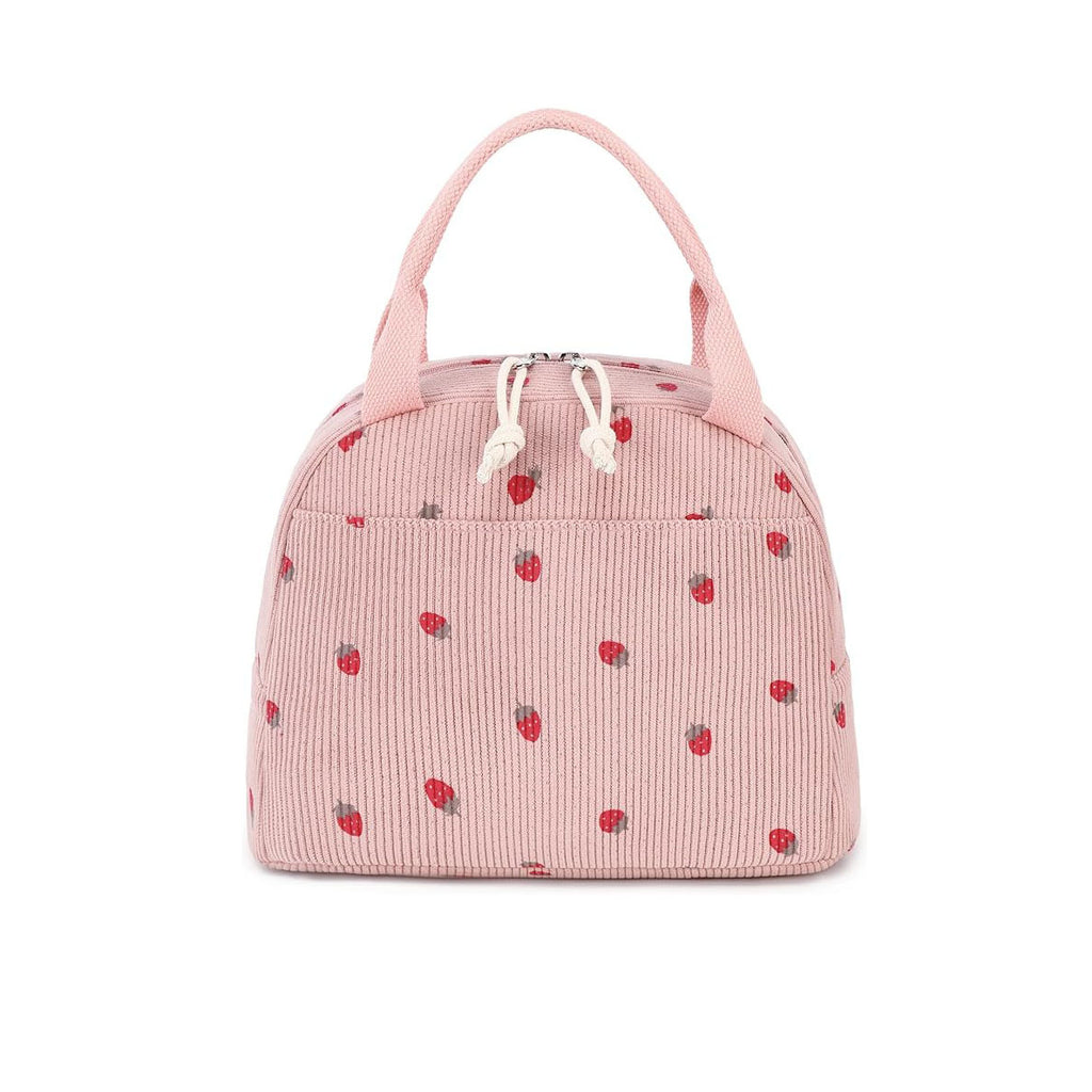 Corduroy Strawberry Large Capacity Lunch Bag