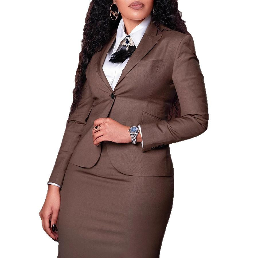 European And American Fashion Business Composite Long Sleeve Suit Hip Skirt Suit