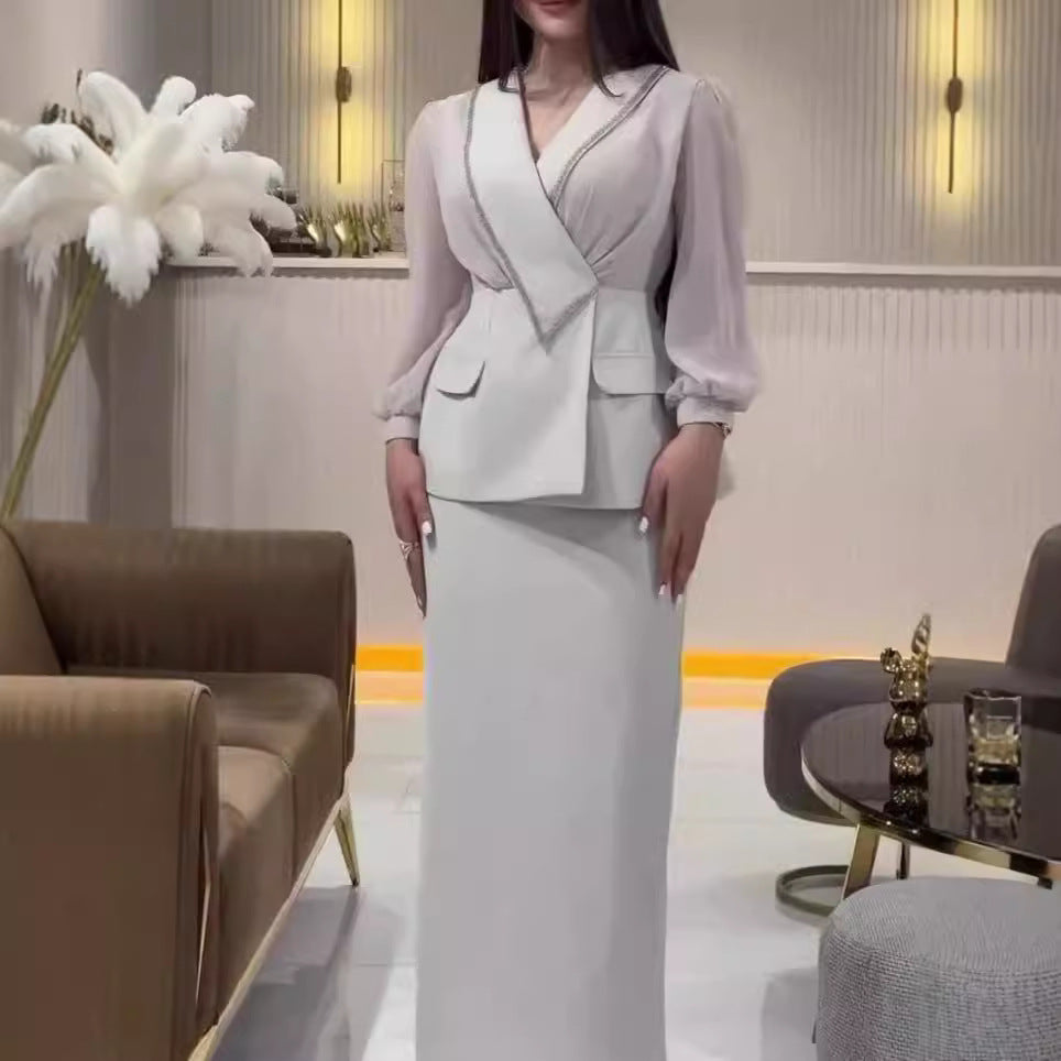 Fashion Waist-controlled Small Business Suit Coat Package Hip Skirt Two-piece Set