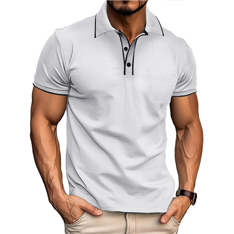 European And American Style Men's Clothing Short Sleeve Lapel Jacquard