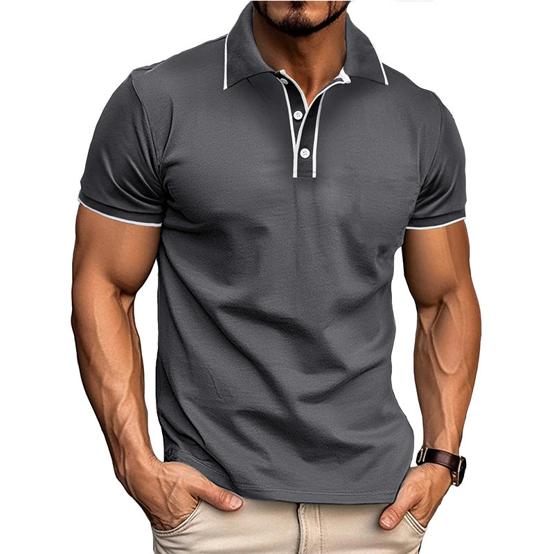 European And American Style Men's Clothing Short Sleeve Lapel Jacquard