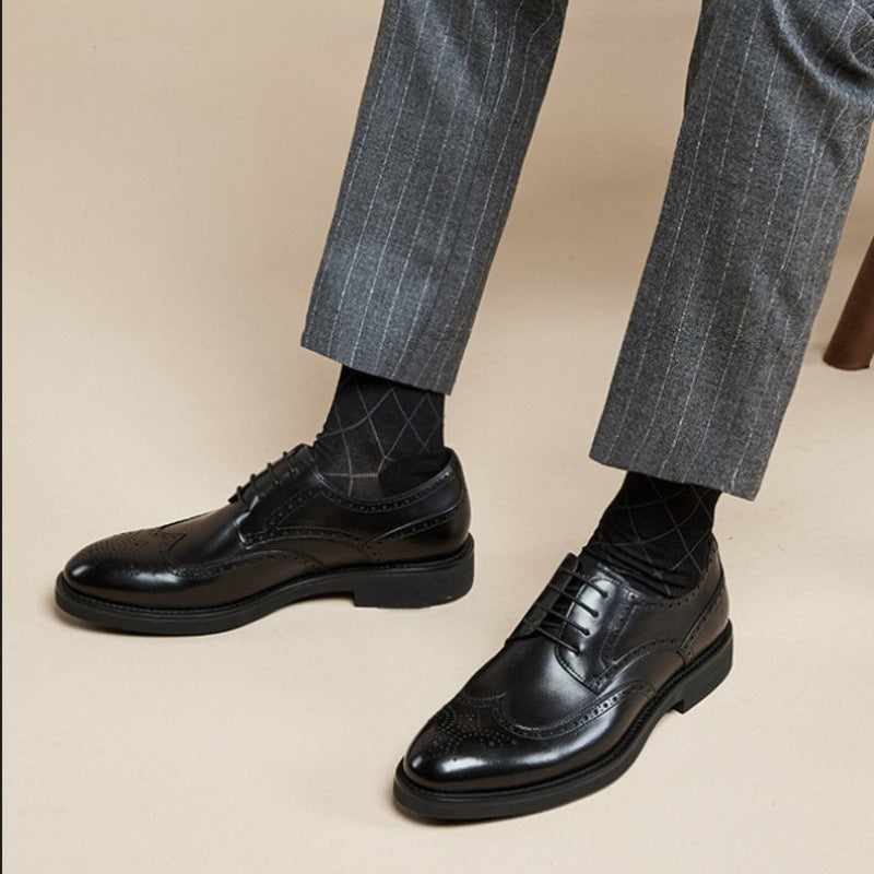 Men's Carving Brogue Business Formal Wear Leather Shoes