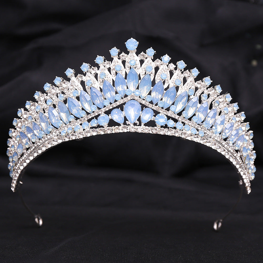 Wedding Birthday Headdress Crown Alloy Inlaid Protein Green Bright Crystal Bride