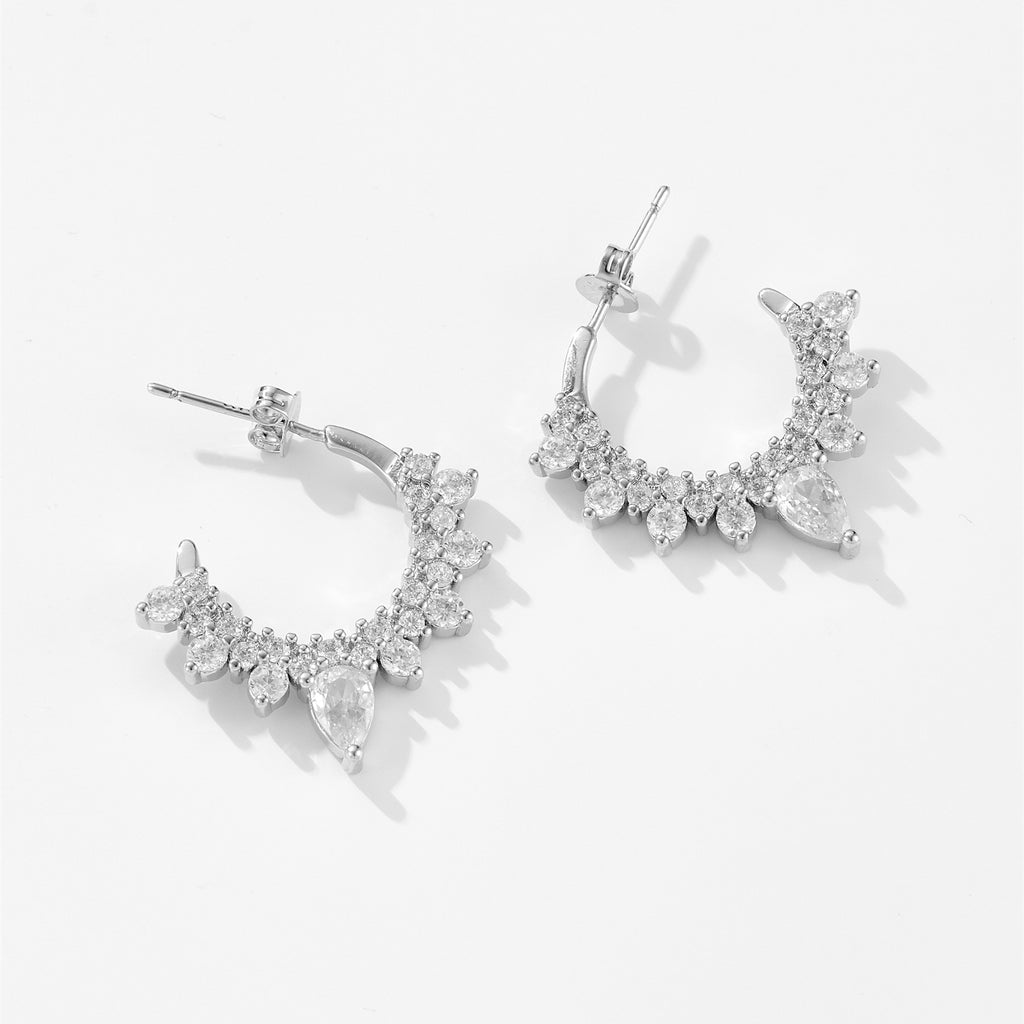 Fashion High Sense Irregular Design Earrings C- Ring Zircon