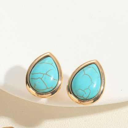 Cool Style Personality Drop Shape Turquoise Earrings Refined And Simple