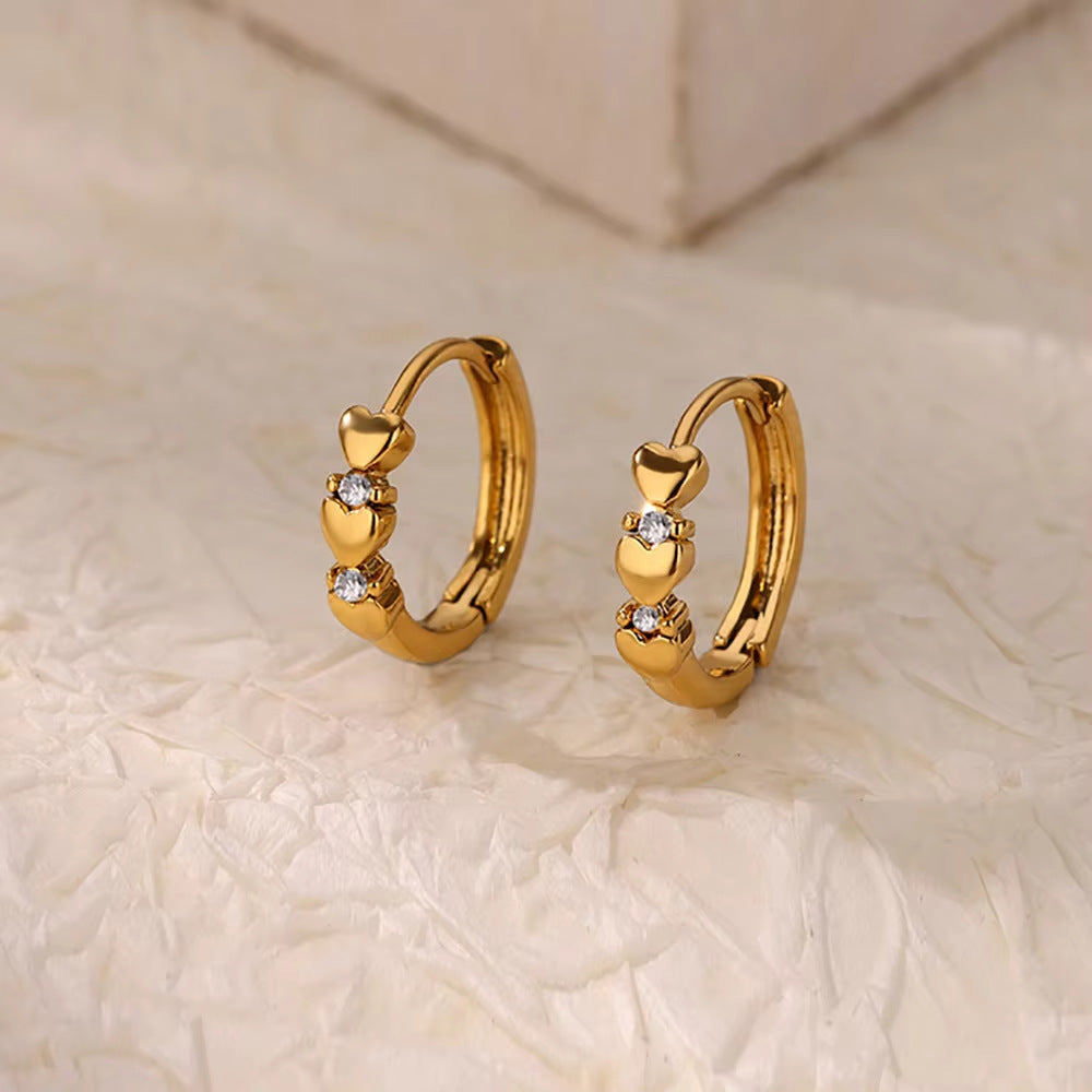 Simple Love Heart Earrings Ear Ring Women's New Trendy Arc Earrings