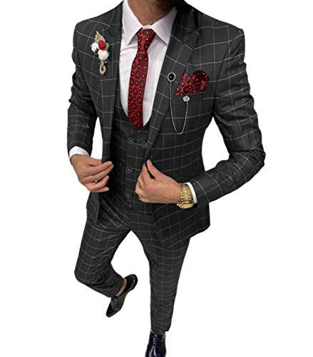 Men's Simple Versatile Lattice Suit Three-piece Suit
