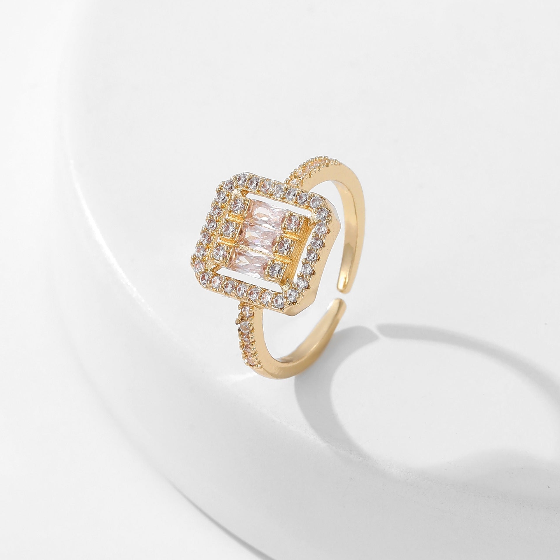 Women's Square Full Rhinestone Zircon Ring