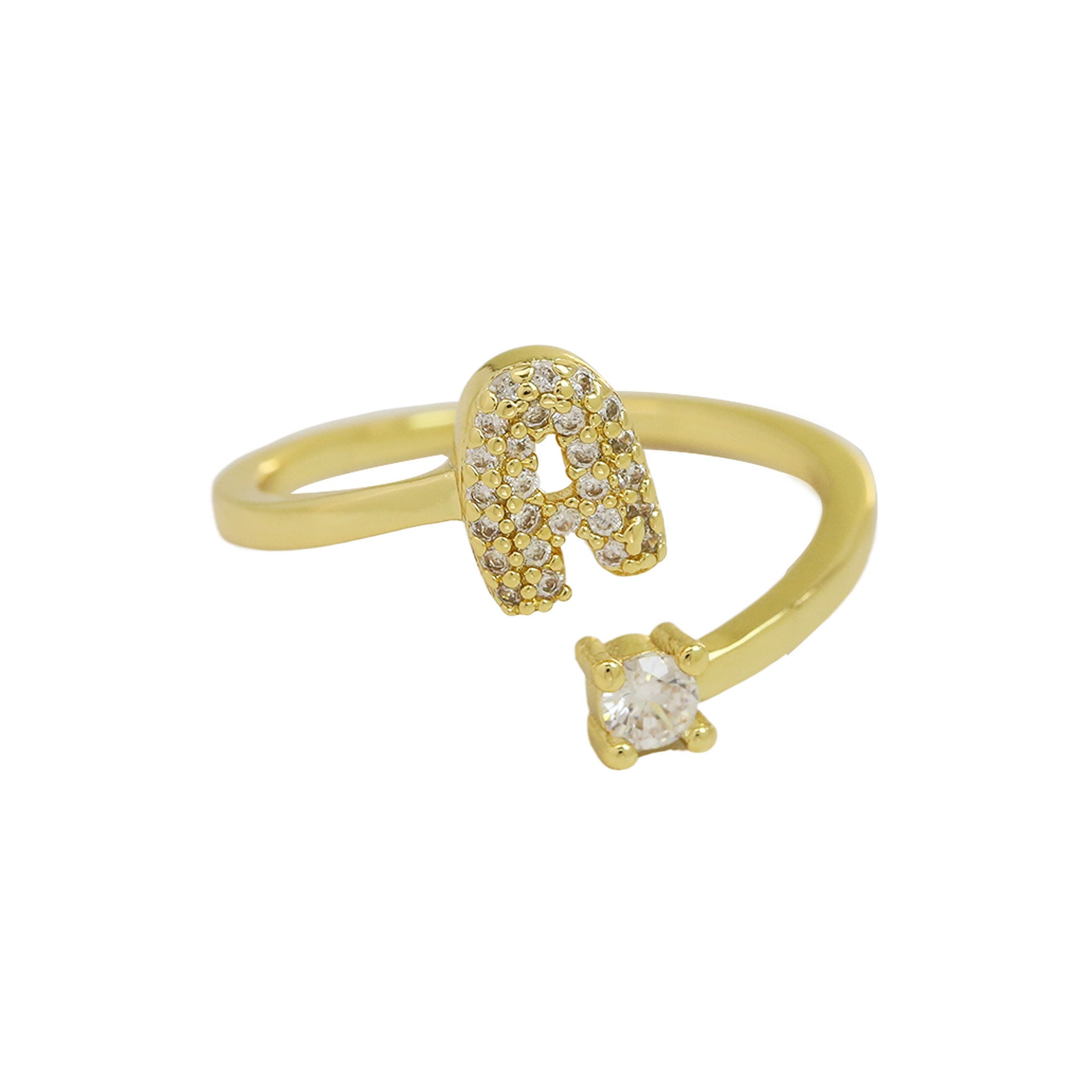 Cute 26 English Letters Open Adjustable Personality Ring
