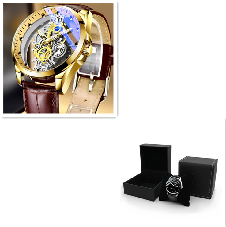 Men Watch Skeleton Automatic Quartz Watch Gold Skeleton Vintage Man Watch Mens Watches Top Brand Luxury