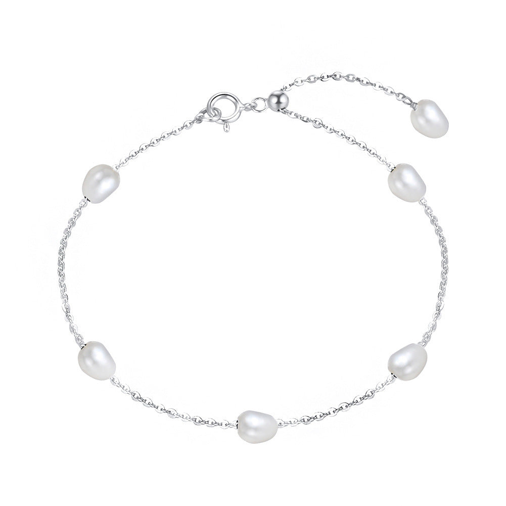 S925 Sterling Silver Bracelet Natural Freshwater Pearl