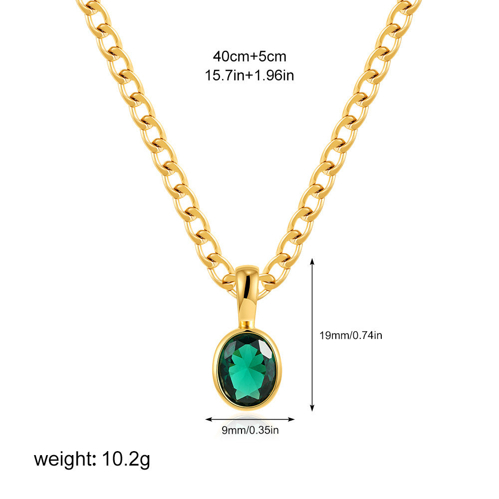 Stainless Steel 18K Gold Color Zircon Necklace Simple