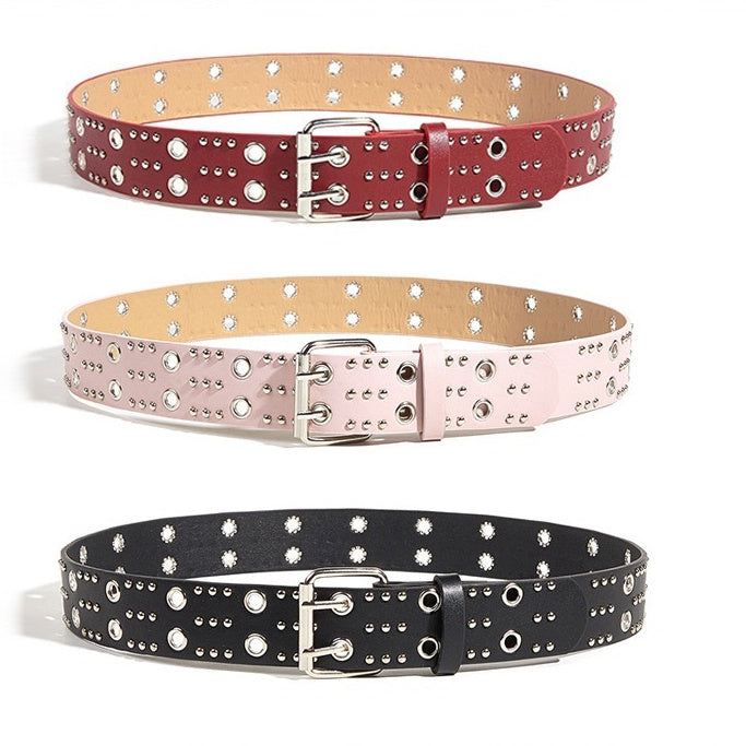 Punk Trendy Personalized Women's Double Row Casual Belt