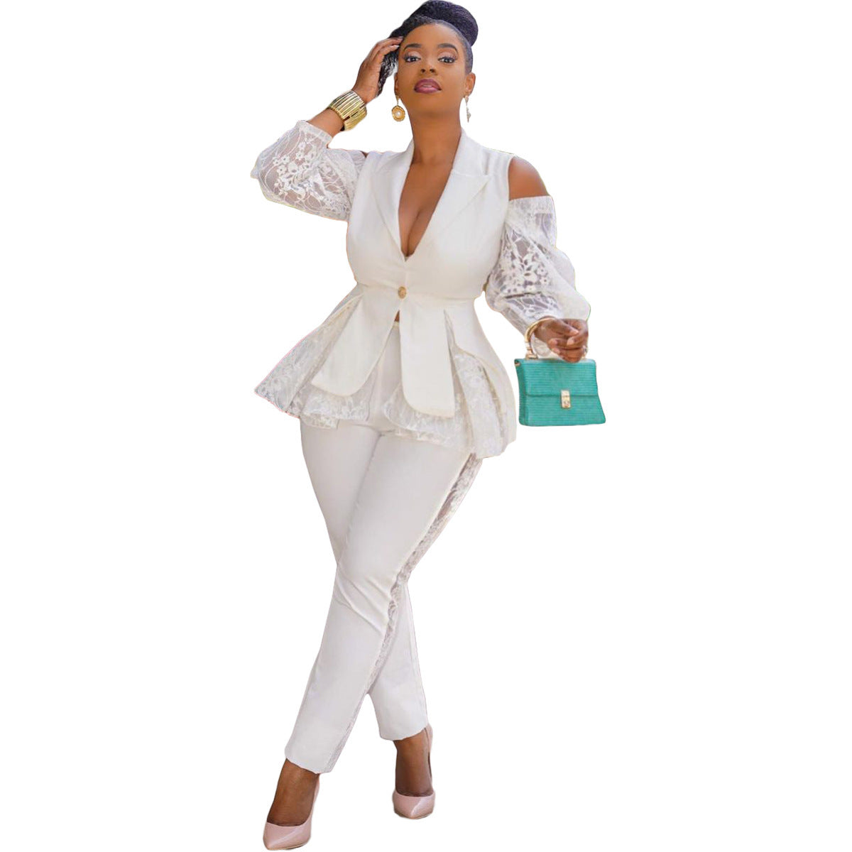 Stitching Lace Business Wear Uniform Casual Suit