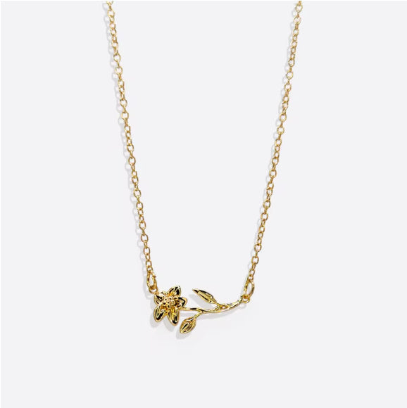 Birthday Flower Necklace Personalized High Quality Stainless Steel 18K Gold Plated Ladies Daily 3D Jewelry Birthday Gift For Her