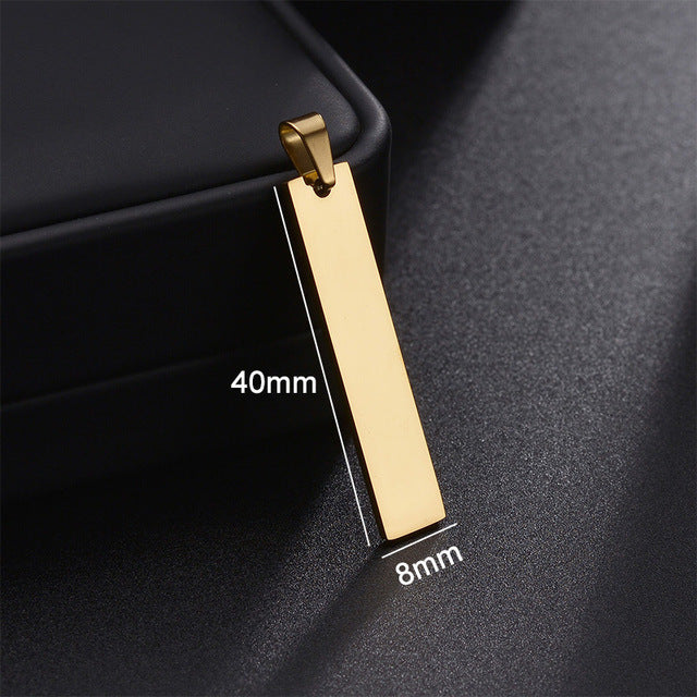 Stainless Steel Long Strip Military Laser Lettering Necklace