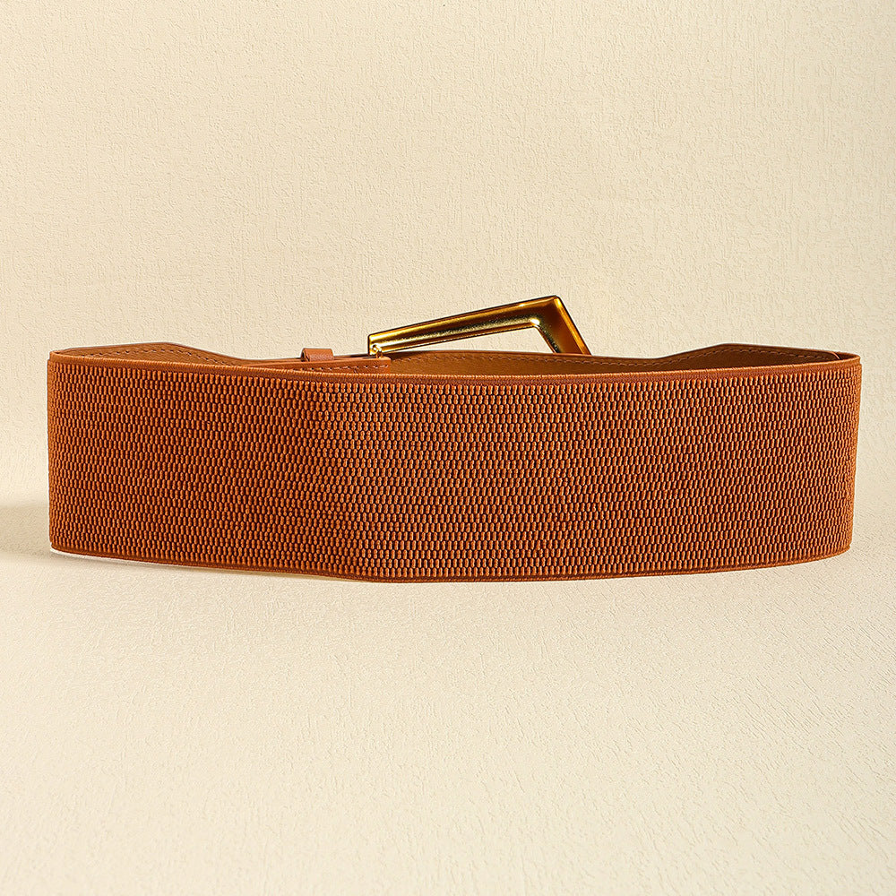 Temperament Ladies Elastic Black Stretch Metal Belt Fashion Embellished Coat Skirt Waist Cover