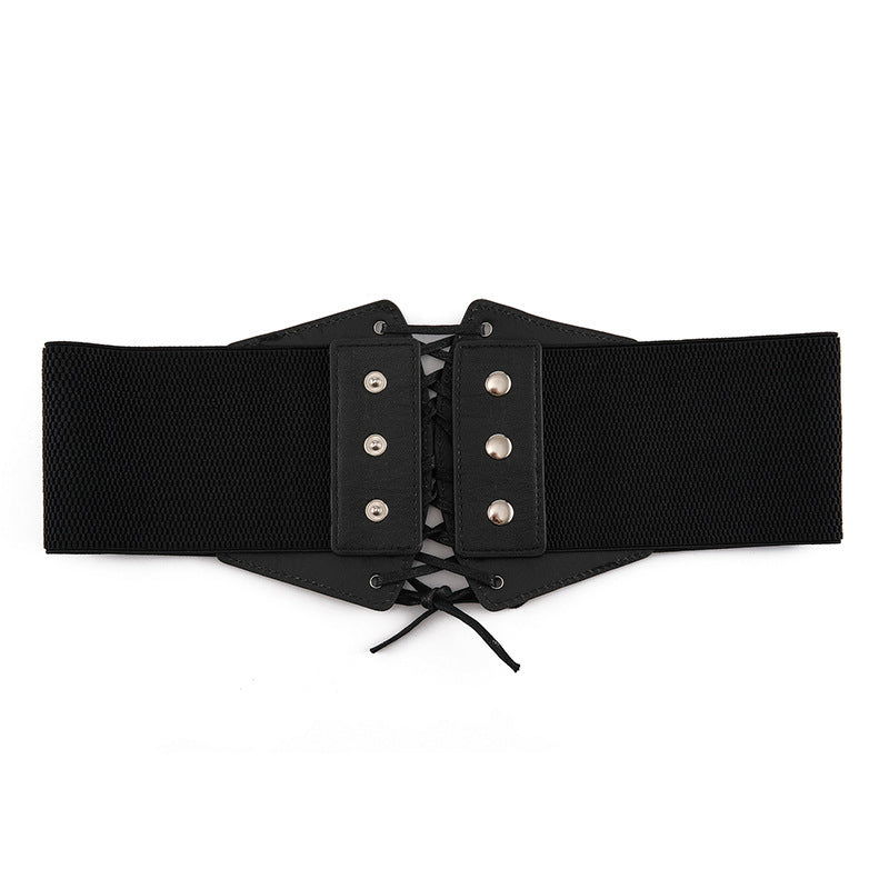 Women's Wide Decorative Elastic Elastic Waist Seal Black Strap Casual Versatile Belt Women