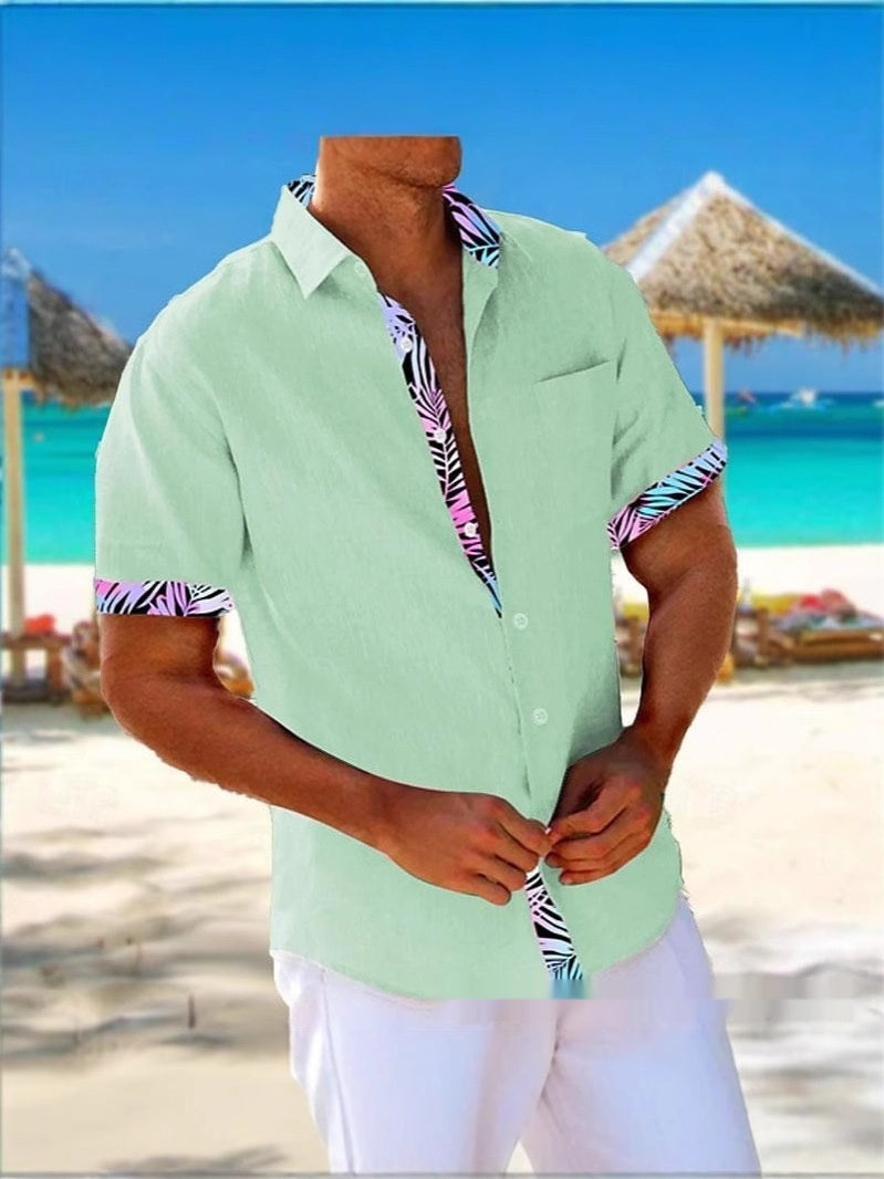 Men's Beach Striped 3d Sleeve Casual Loose Shirt