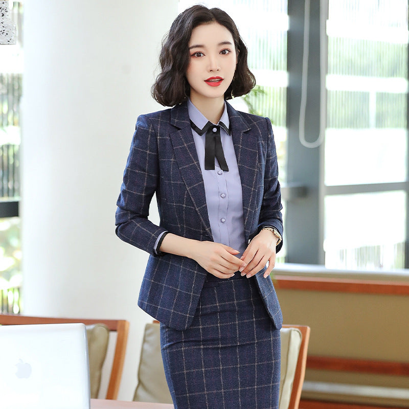 Ladies Casual White-collar Business Plaid Small Suit Overalls