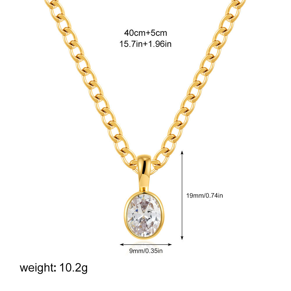 Stainless Steel 18K Gold Color Zircon Necklace Simple