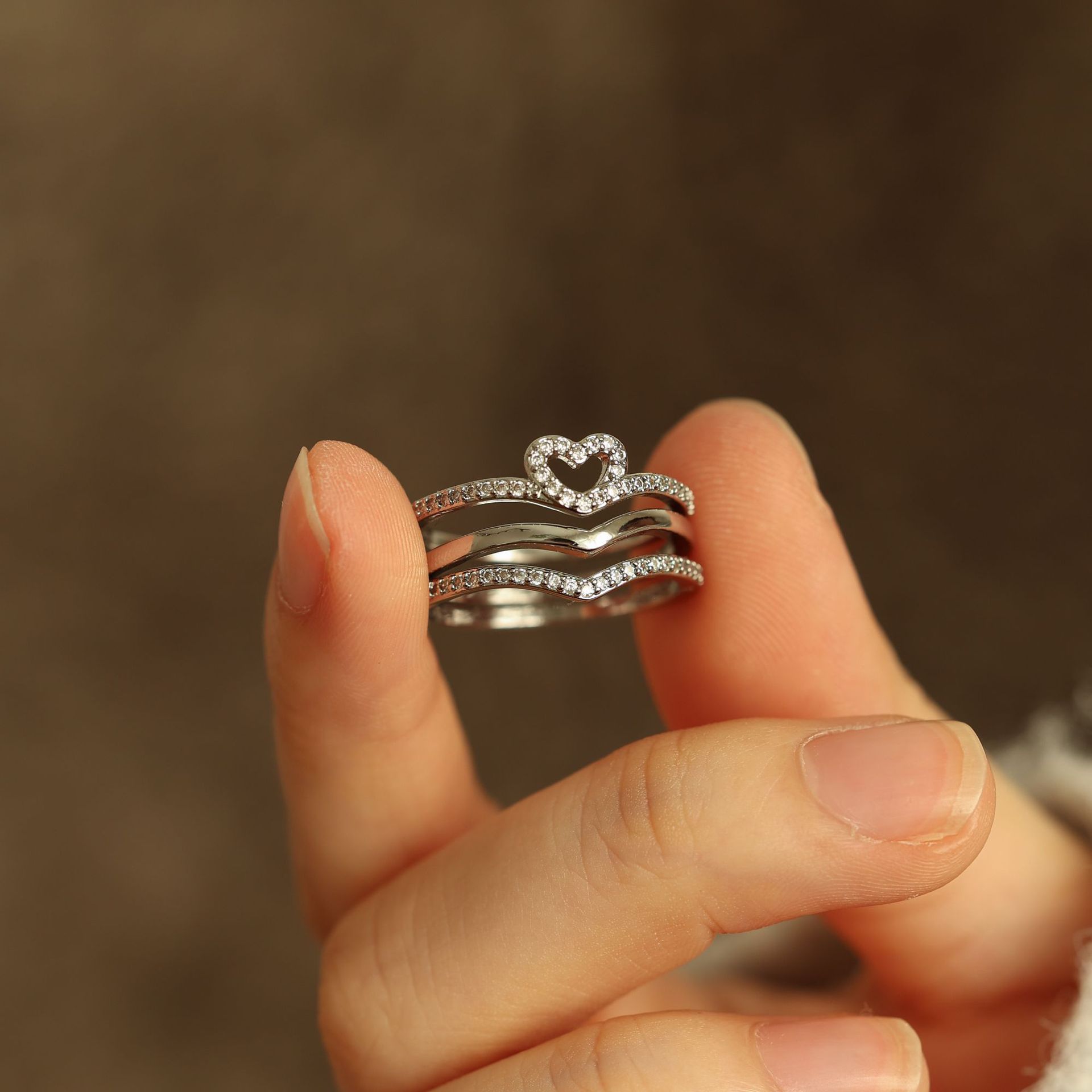 Jewelry Shining Love Wish Bone Stacking Ring