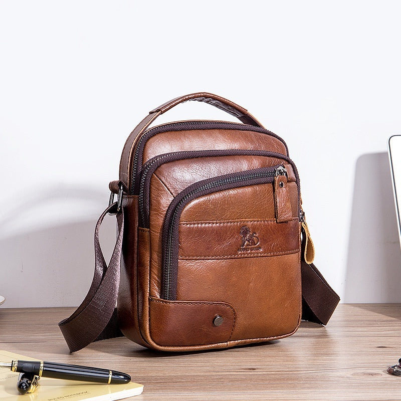 Men's Casual Simple First Layer Small Cowhide Crossbody Bag