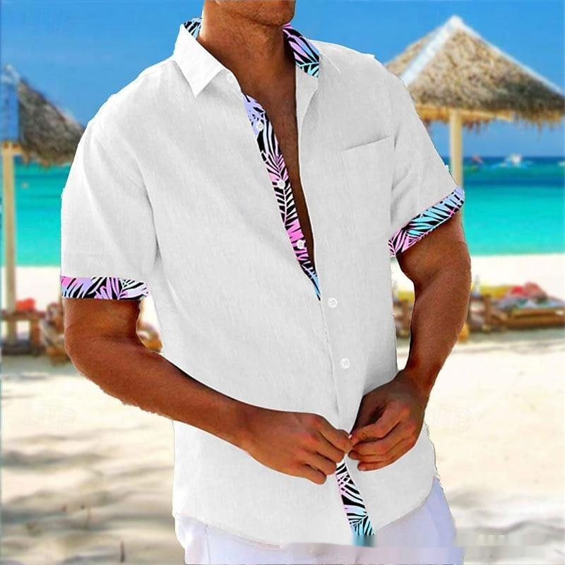 Men's Beach Striped 3d Sleeve Casual Loose Shirt