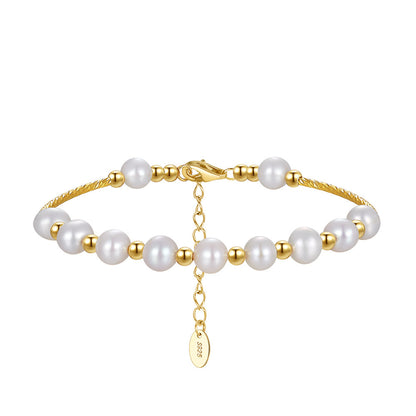 S925 Sterling Silver Bracelet Natural Freshwater Pearl